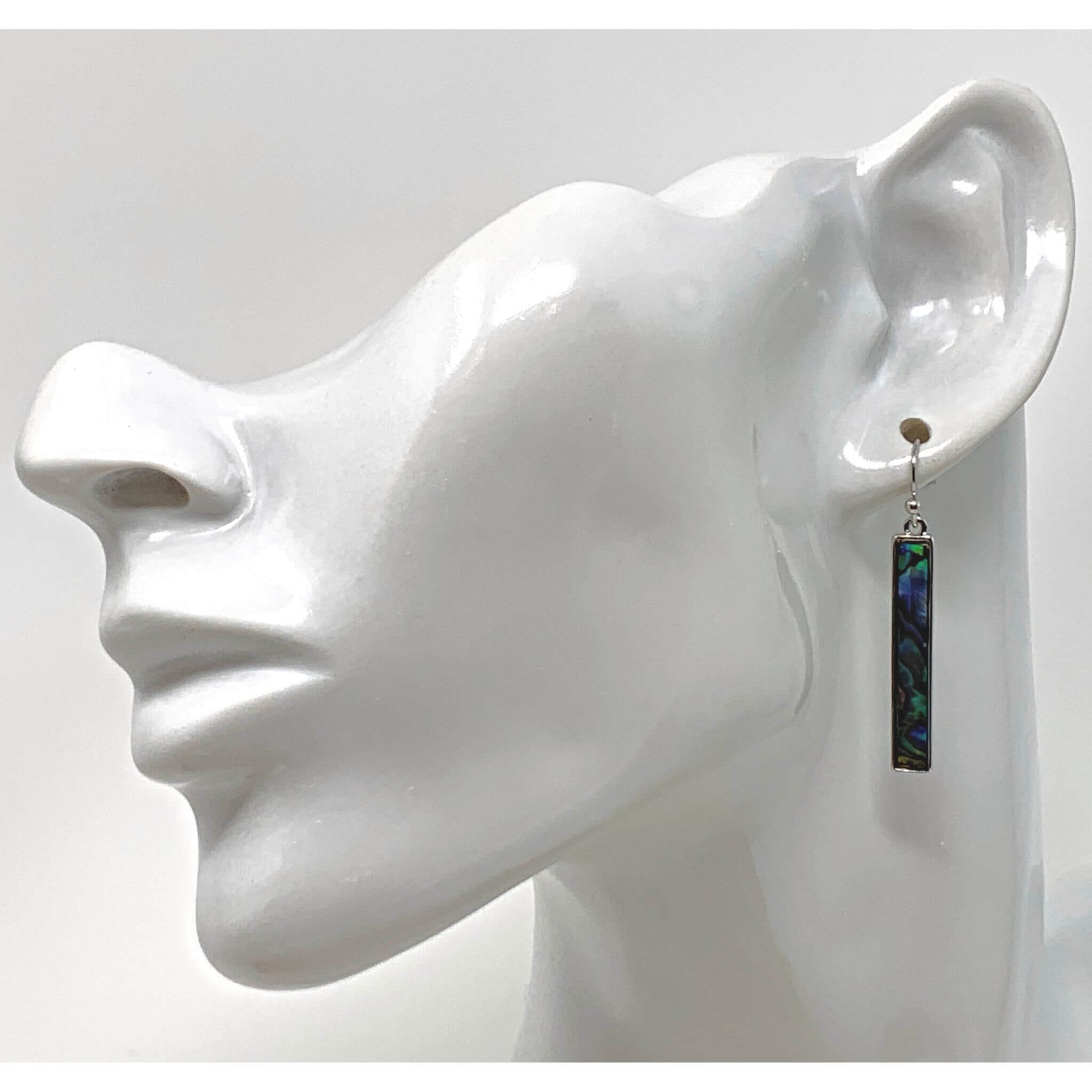 Abalone Shell Silver Bar Earrings