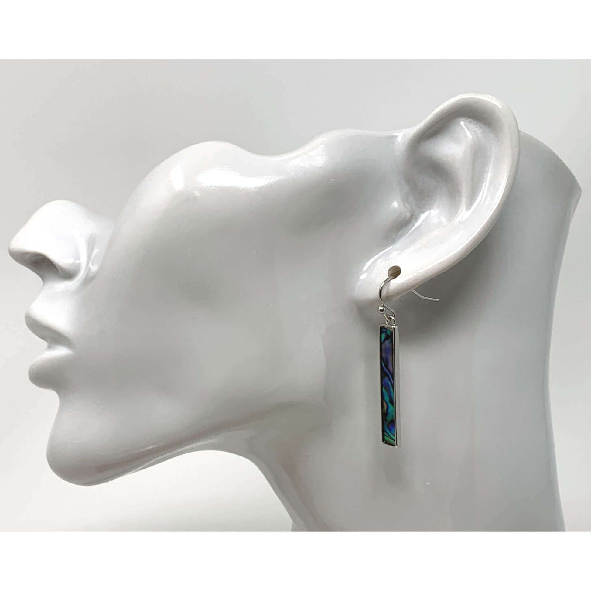 Abalone Shell Silver Rectangle Earrings