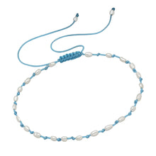 Sky Blue Adjustable Thread Bracelet Beaded With Freshwater Pearls

