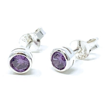 Amethyst Earrings Sterling Silver Round Stud
