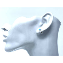 Bezel Sterling Silver Blue Opal Stud Earrings
