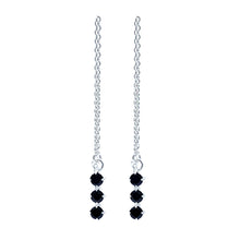 Black Onyx Cubic Zirconia Sterling Silver Threader Earrings
