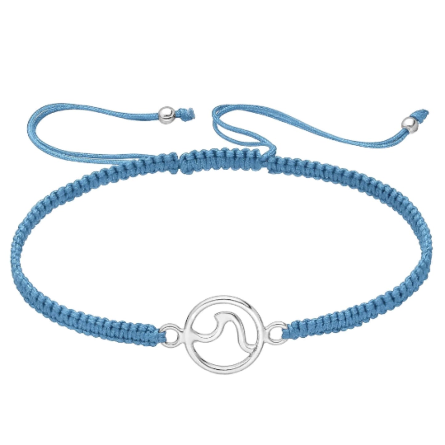 Blue Macramé Sterling Silver Wave Bracelet