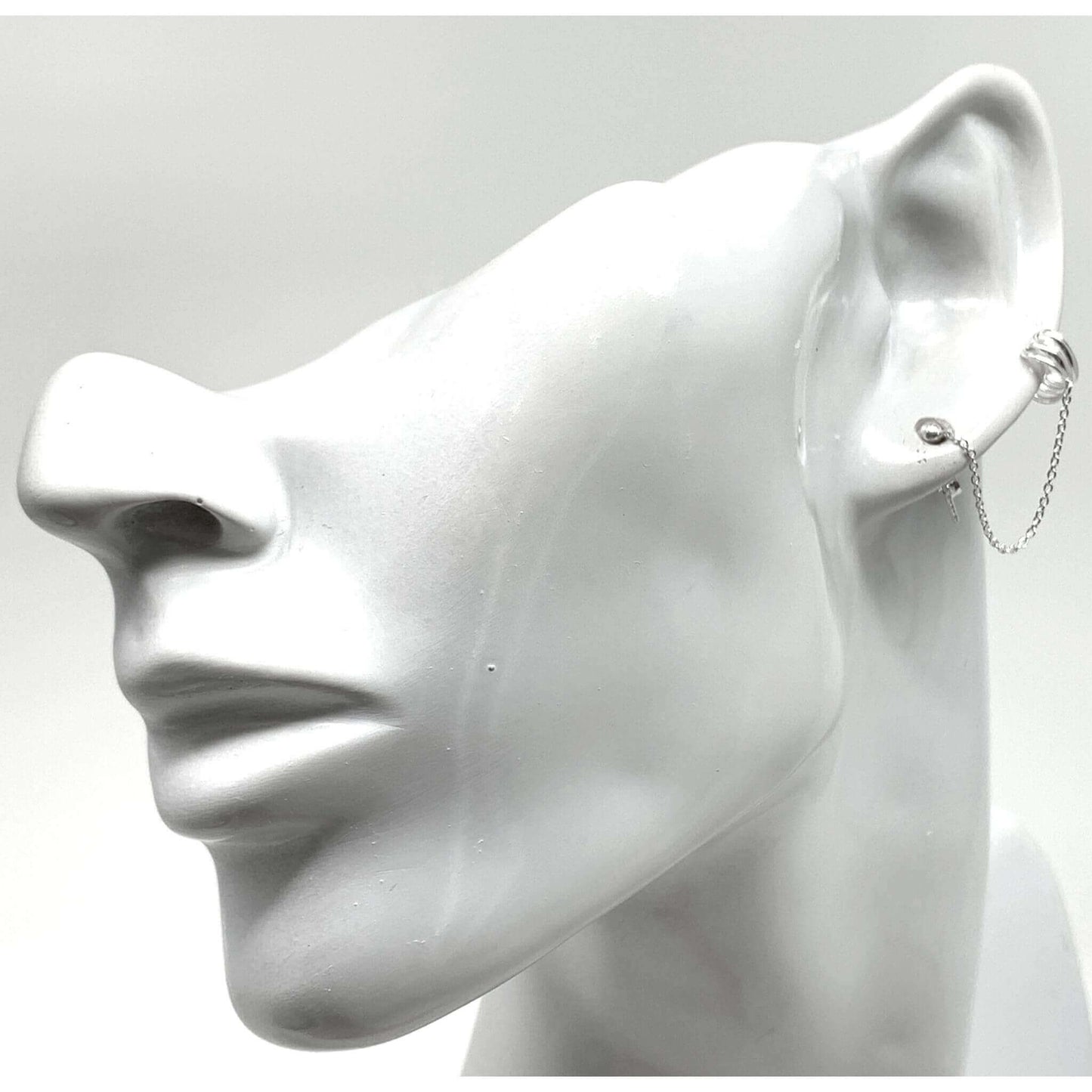 Chain Ear Cuff Earrings In Sterling Silver