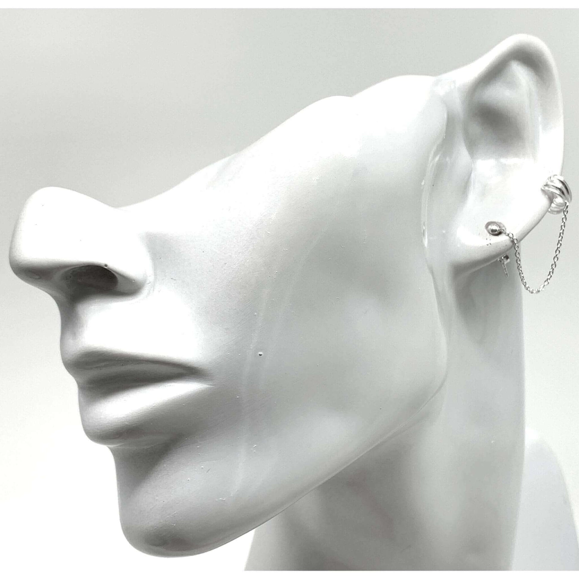 Chain Ear Cuff Earrings In Sterling Silver