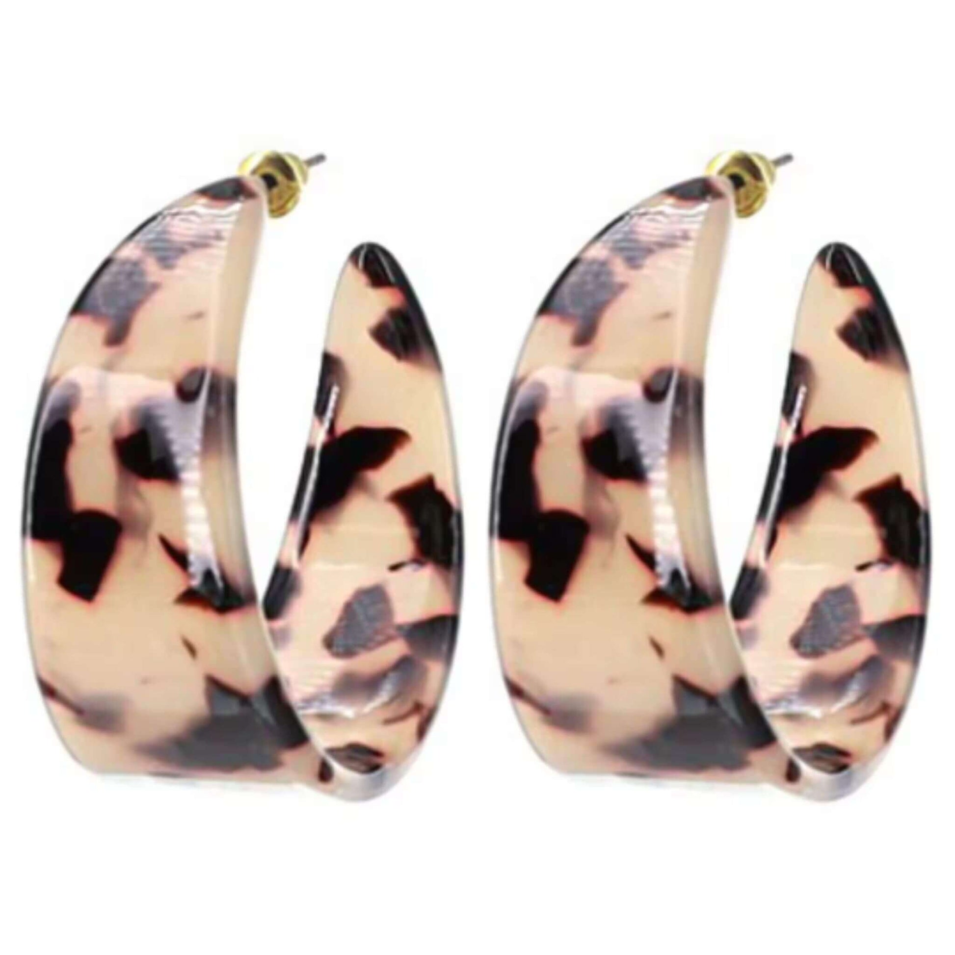 Chunky Black & White Resin Hoop Earrings