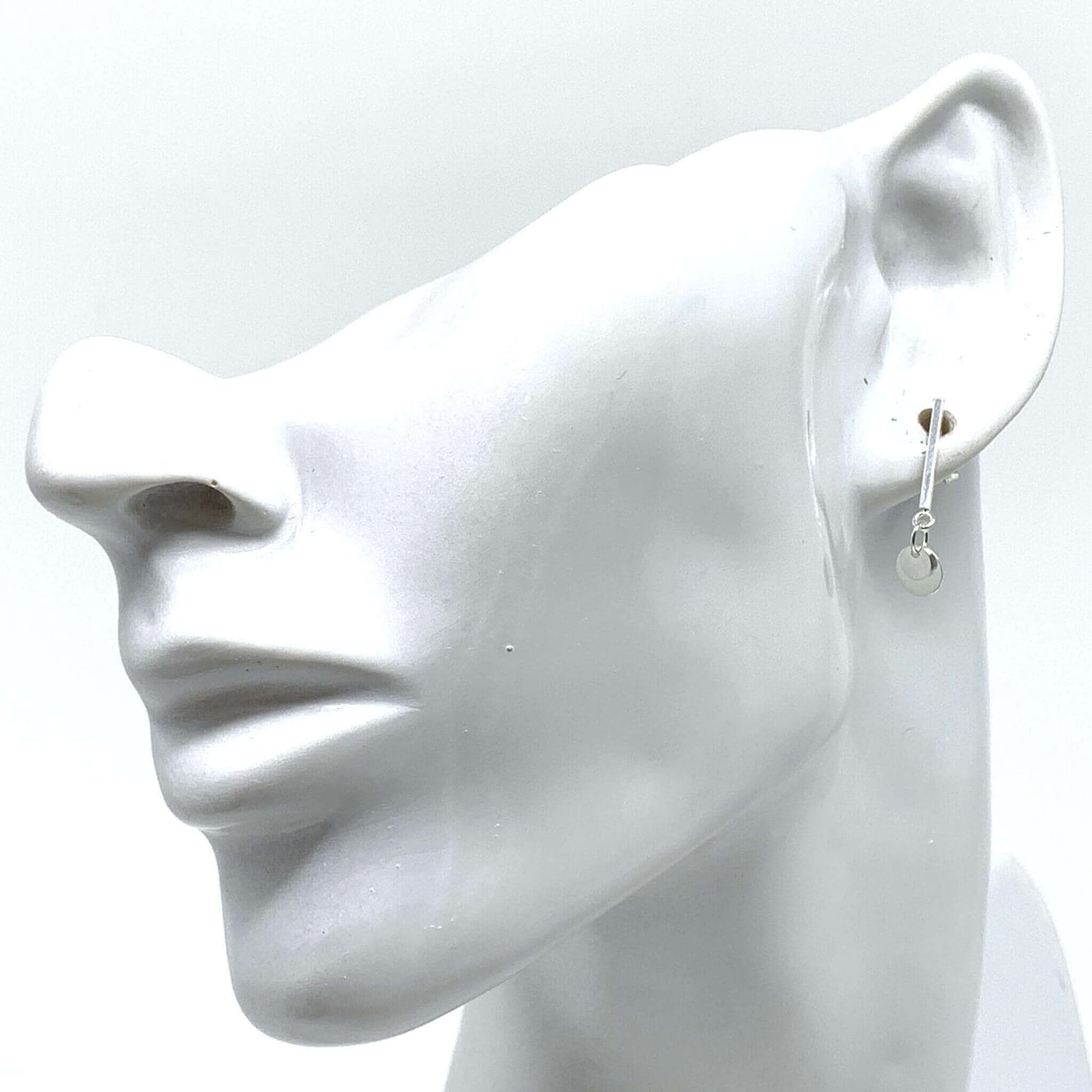 Circle And Bar Earrings In Sterling Silver