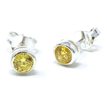 Citrine Earrings Sterling Silver Round Stud
