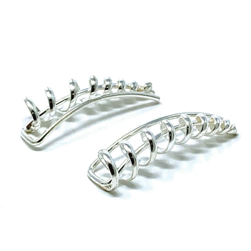 Sterling Silver Coil Ear Climber Earrings - SeaSpray Jewelry
