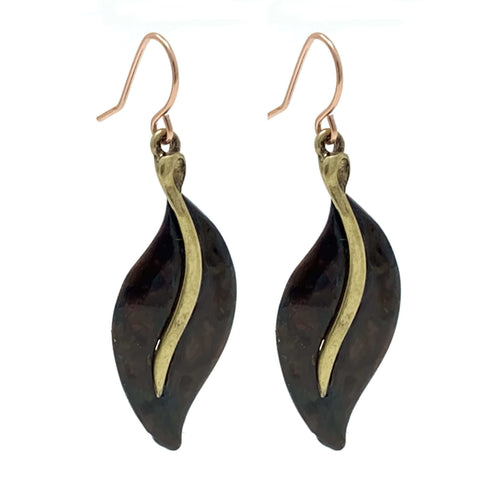 Copper Patina Gold Leaf Earrings