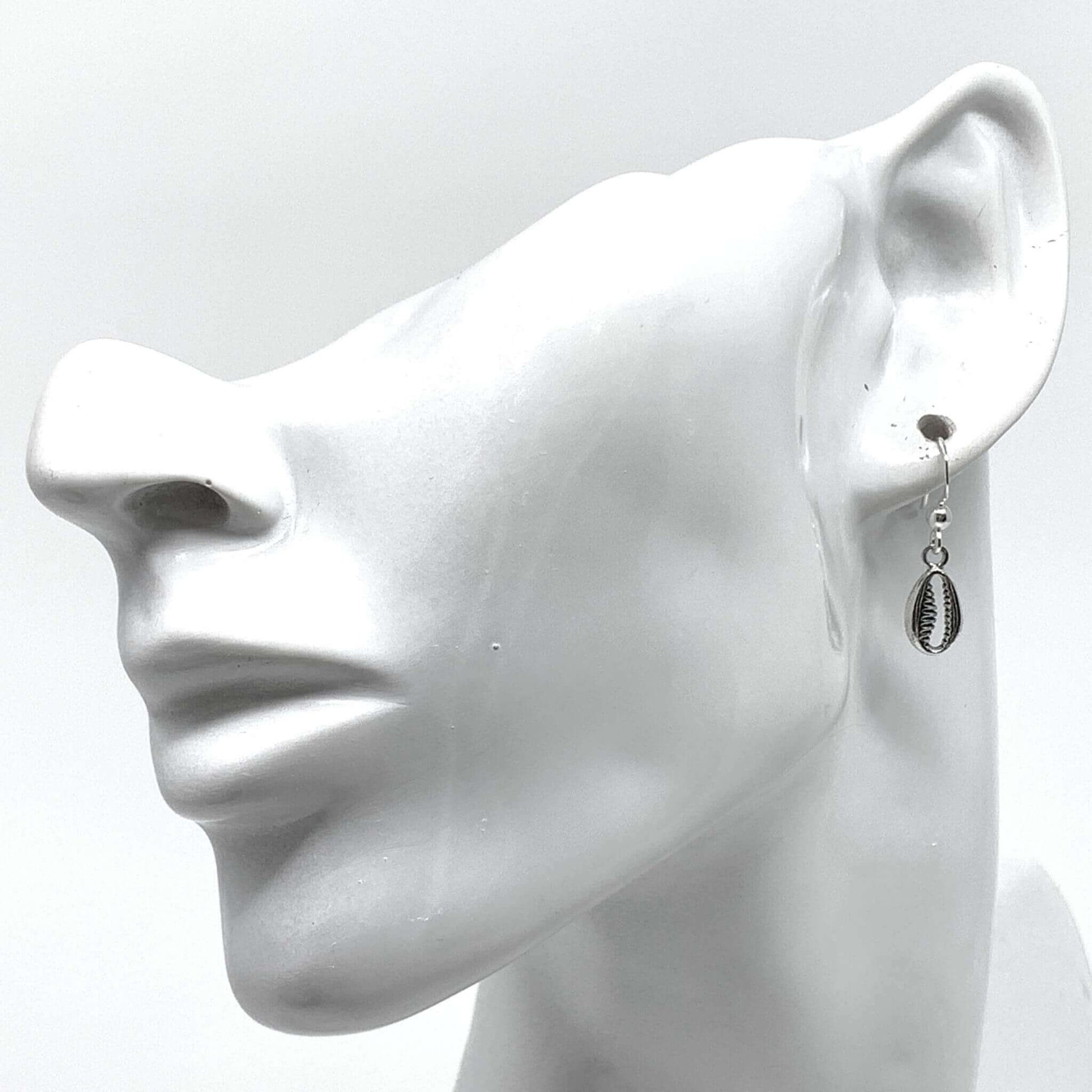 Cowrie Shell Earrings In Sterling Silver