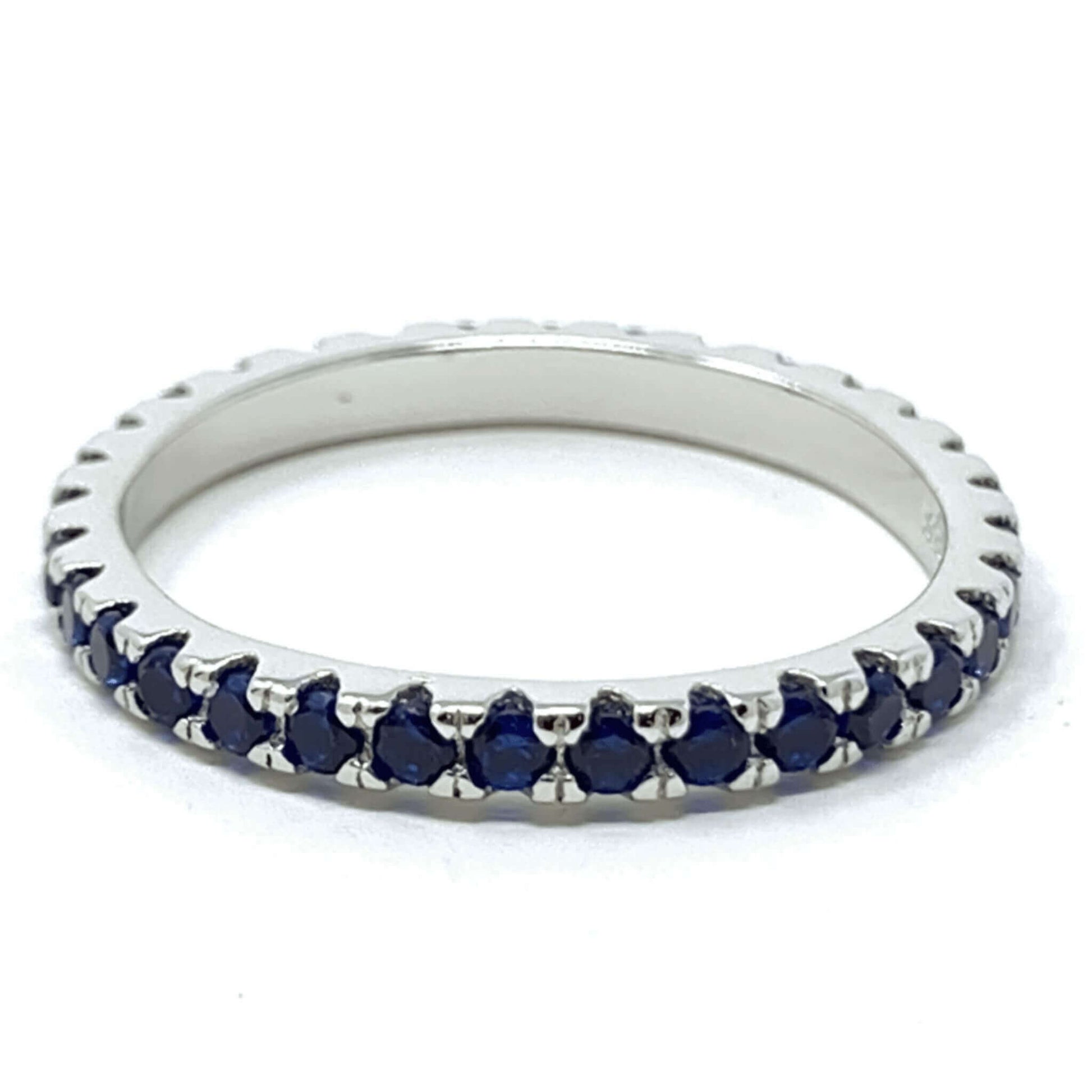 Cubic Zirconia Blue Sapphire Eternity Band