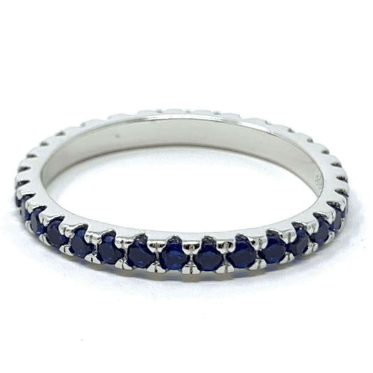 Cubic Zirconia Blue Sapphire Eternity Band