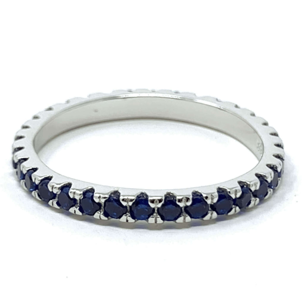 Cubic Zirconia Blue Sapphire Eternity Band