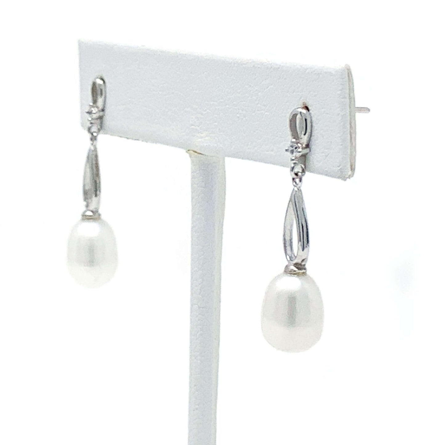 Cubic Zirconia Freshwater Pearl Earrings