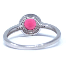 Cubic Zirconia Halo Ruby Ring In Sterling Silver
