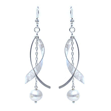 Cultured Freshwater Pearl Sterling Silver Twist Drop Earrings
