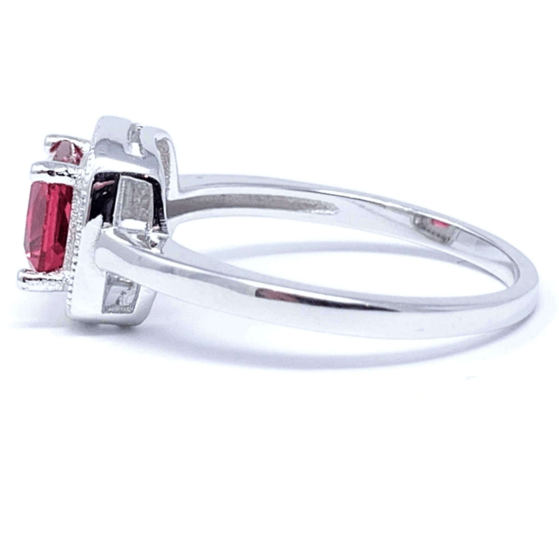 Cushion Cubic Zirconia Red Ruby .925 Sterling Silver Ring