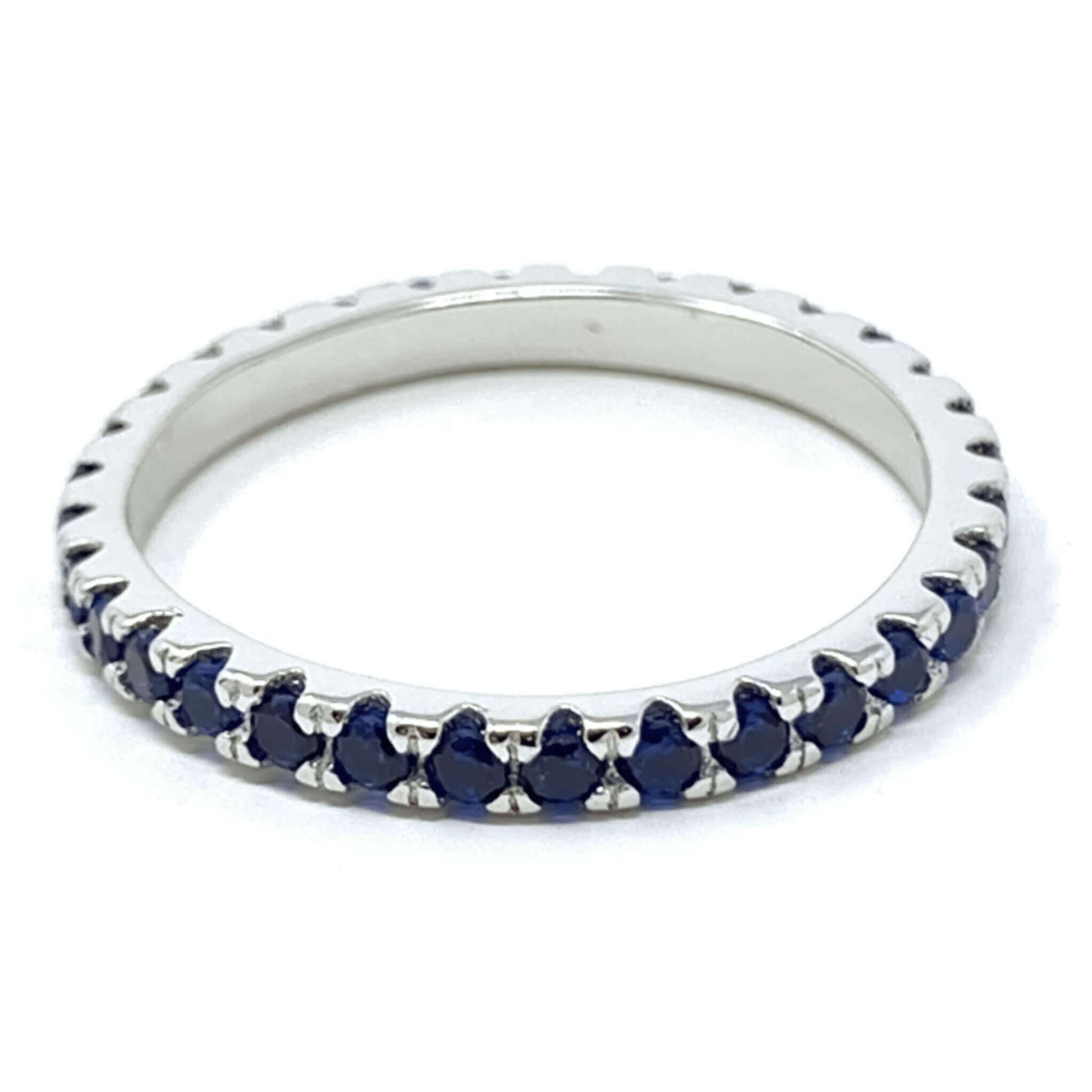 CZ Blue Sapphire Eternity Ring In Sterling Silver