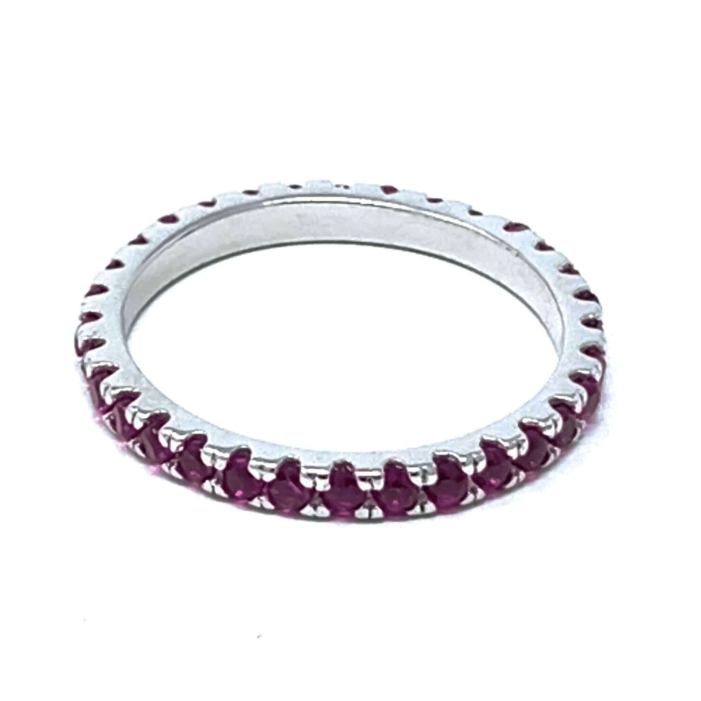 CZ Ruby Eternity Ring In Sterling Silver