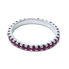 CZ Ruby Eternity Ring In Sterling Silver
