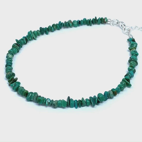 Turquoise Stone Anklet In Sterling Silver