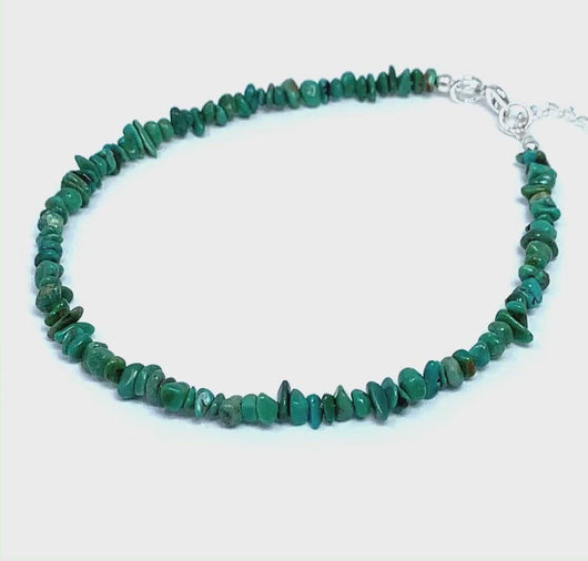 Turquoise Stone Anklet In Sterling Silver