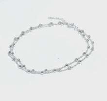Sterling Silver Ball Beaded Double Chain Anklet
