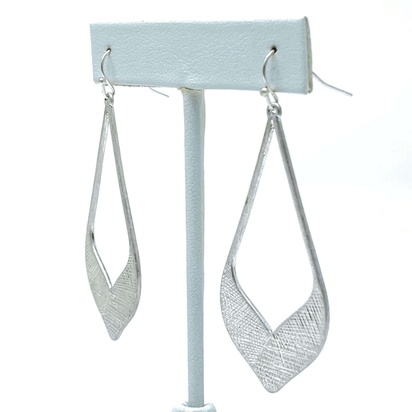 Dangle Teardrop Silver Statement Earrings - Fashion Costume Jewelry