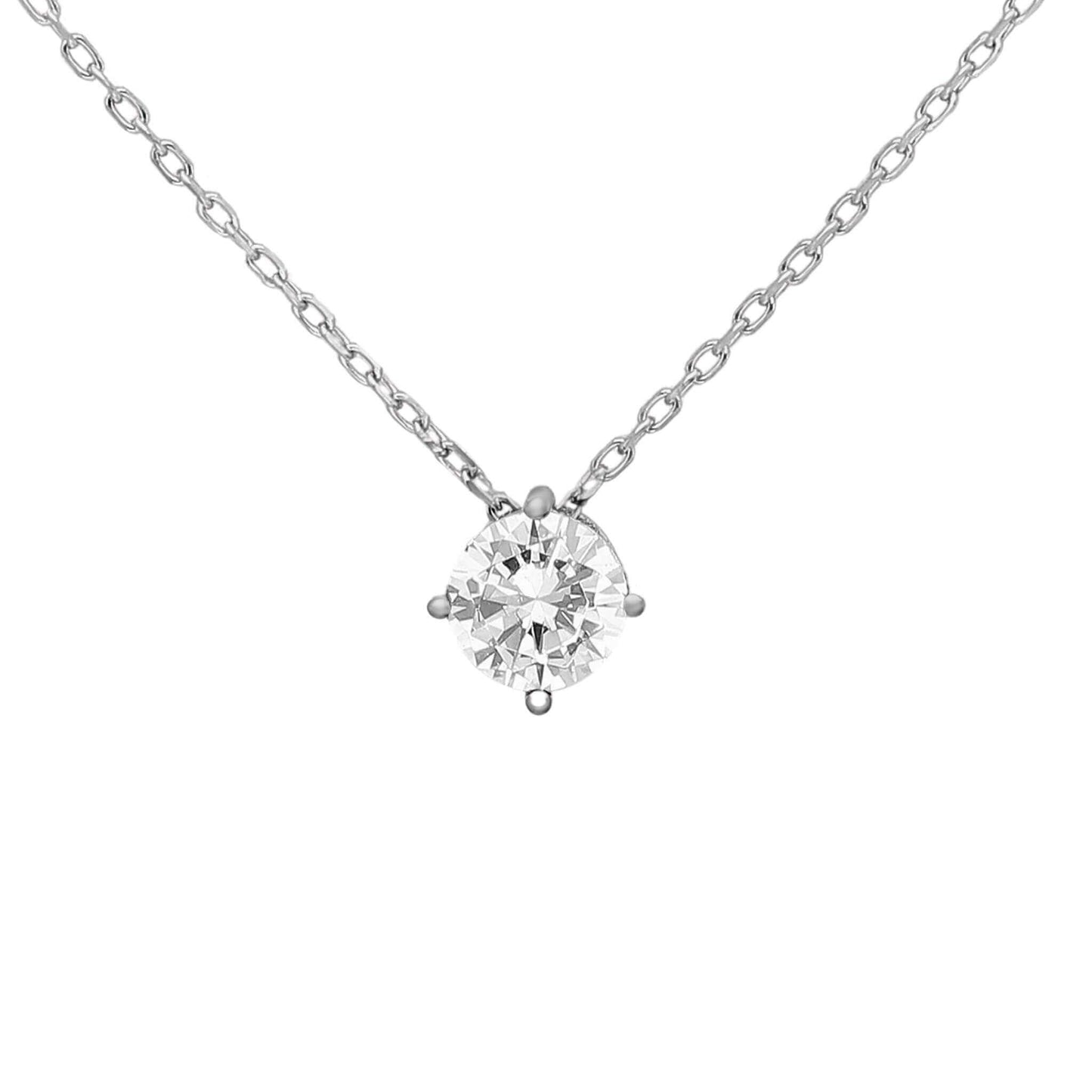 Diamond Cubic Zirconia Necklace On Sterling Silver Chain - SeaSpray Jewelry