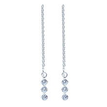 Diamond Cubic Zirconia Sterling Silver Threader Earrings
