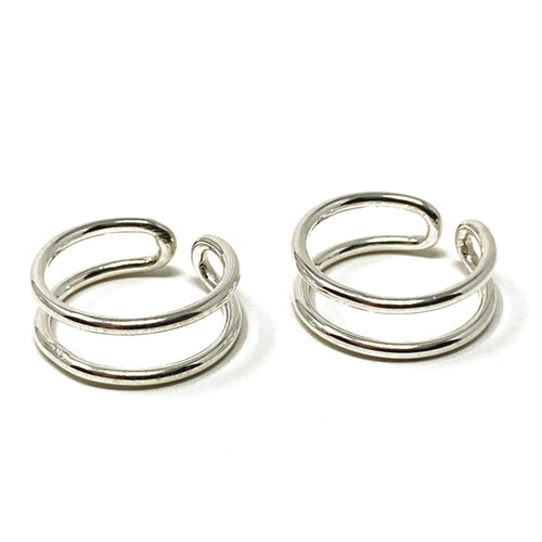 Double Band Sterling Silver Ear Cuff Earrings - SeaSpray Jewelry