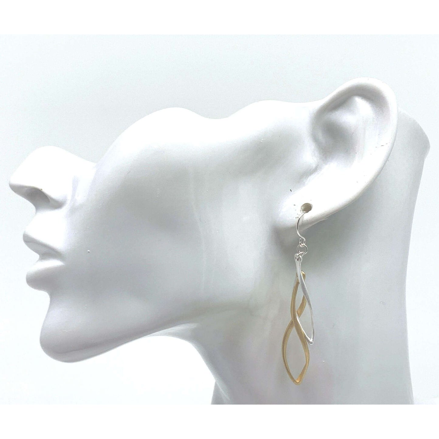 Double Hoop Twist Earrings In Matte Gold & Silver