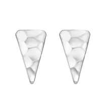 Elongated Hammered Triangle Stud Earrings In Sterling Silver
