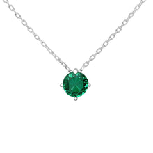 Emerald Green Cubic Zirconia Necklace On Sterling Silver Chain - Fine Jewelry

