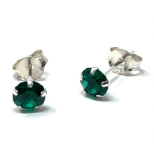 Emerald Green Cubic Zirconia Sterling Silver Stud Earrings - Fine Jewelry
