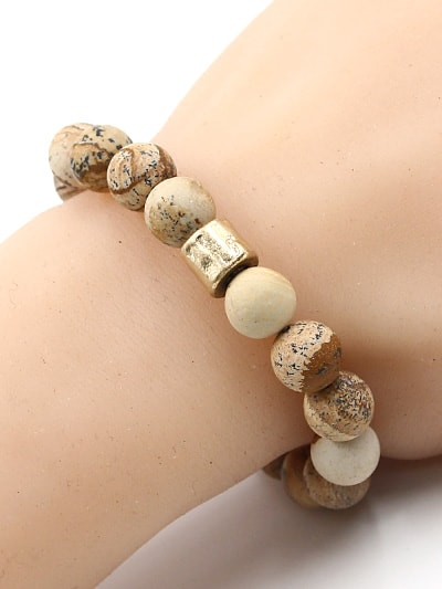 Picture Jasper Stone Beaded Bracelet - SeaSpray Jewelry