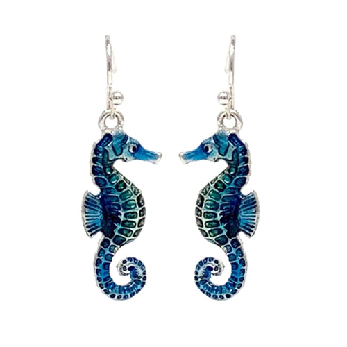 Fashion Drop Dangle Blue Seahorse Earrings