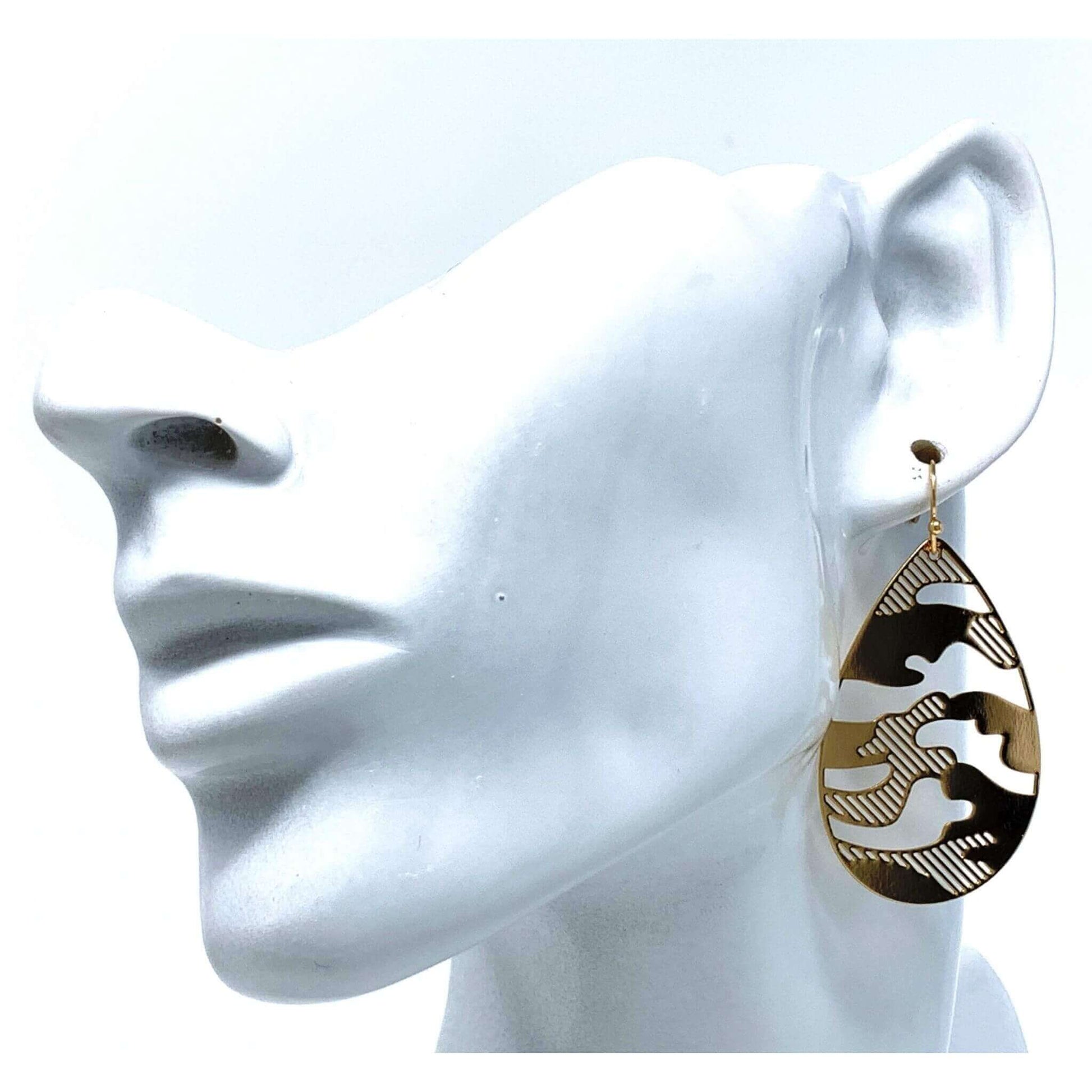 Fashion Drop Dangle Gold Camouflage Earrings