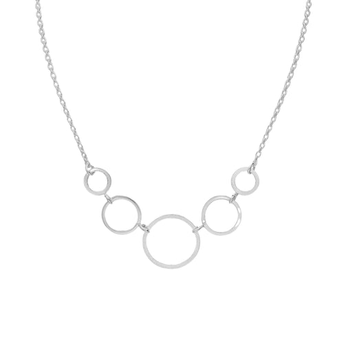 Five Interlocking Circle Necklace In Sterling Silver