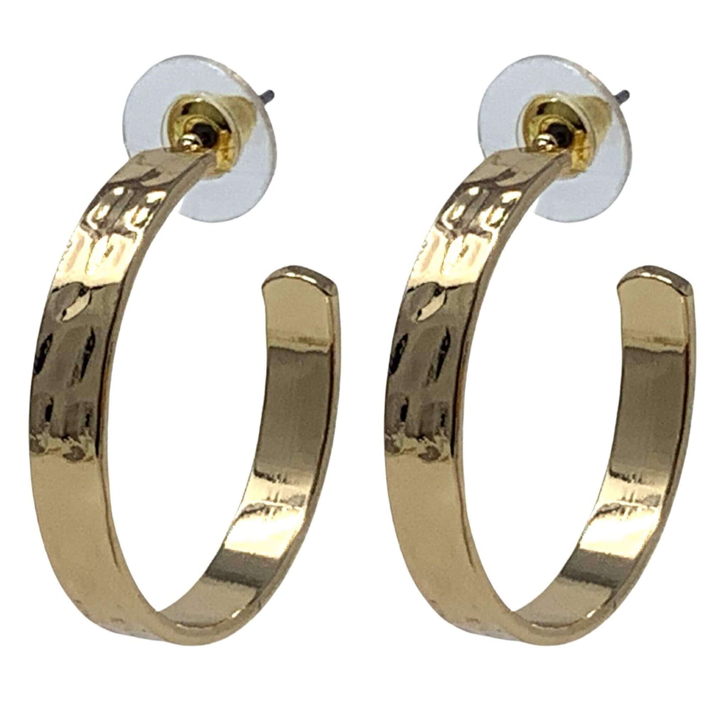 Flat Hammered Gold Hoop Earrings