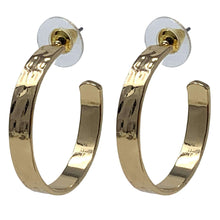 Flat Hammered Gold Hoop Earrings
