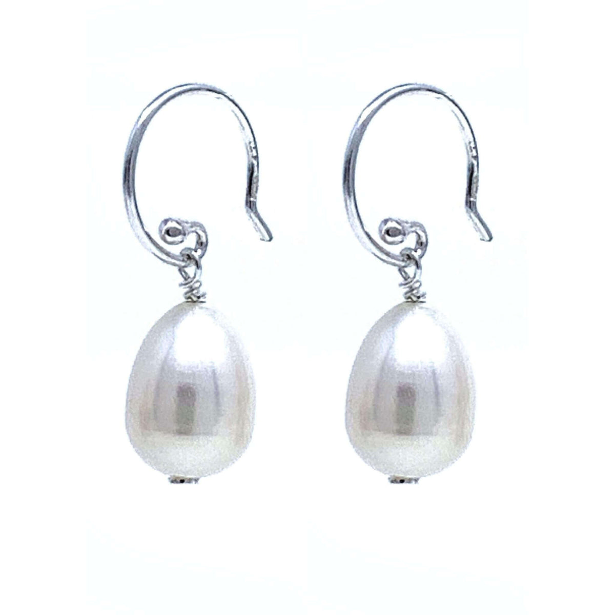 White Freshwater Cultured Pearl Drop Earrings Sterling Silver
