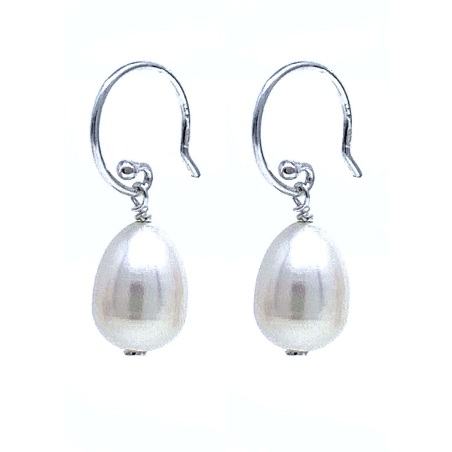 White Freshwater Cultured Pearl Drop Earrings Sterling Silver