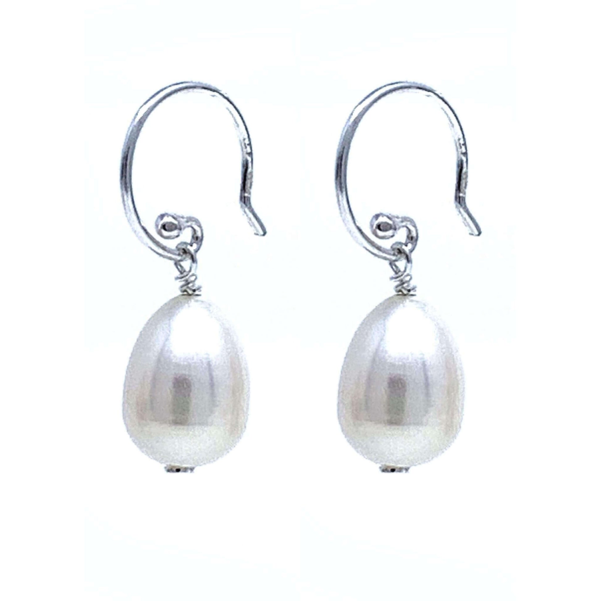 White Freshwater Cultured Pearl Drop Earrings Sterling Silver