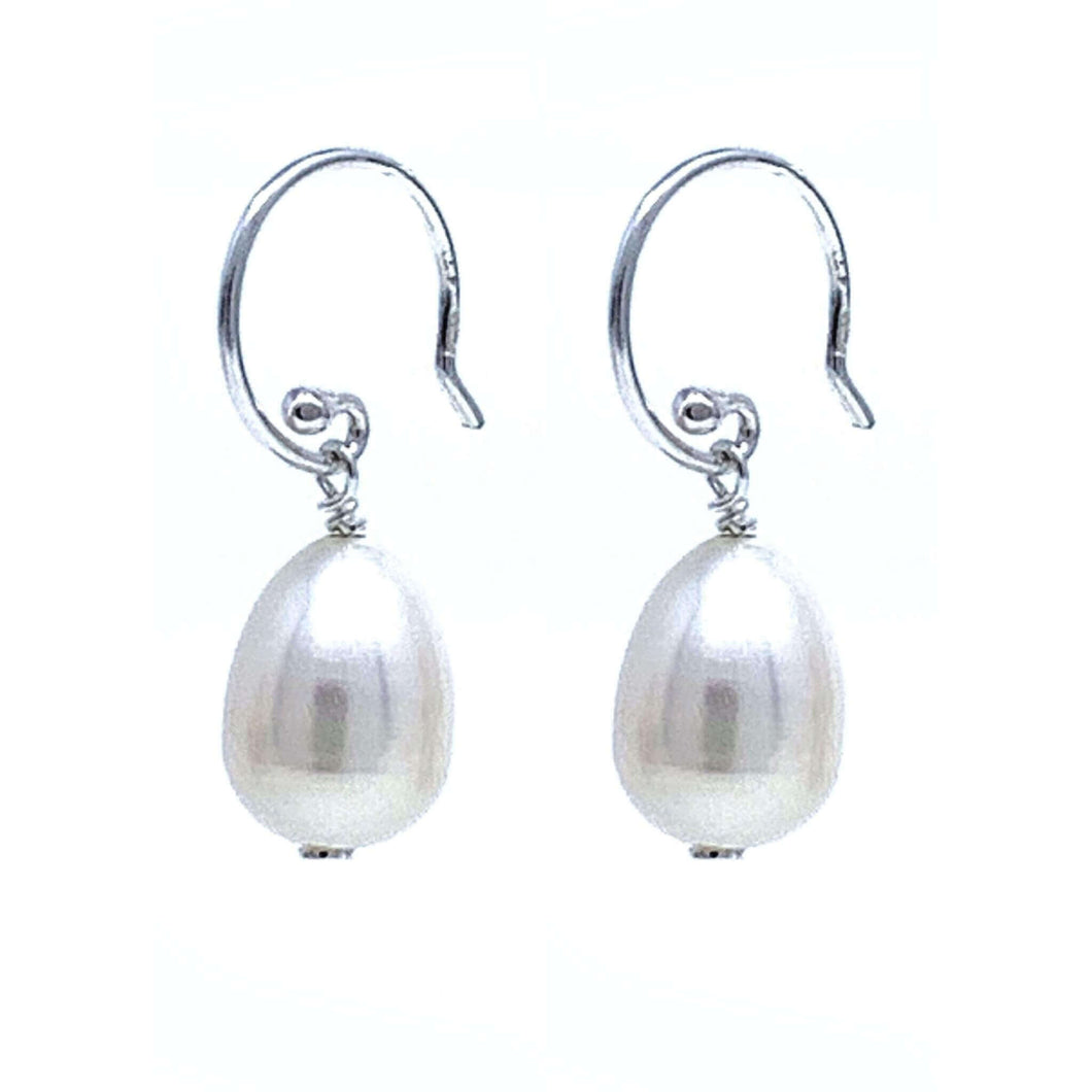 White Freshwater Cultured Pearl Drop Earrings Sterling Silver