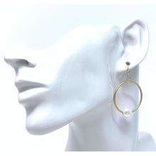 Freshwater Pearl Gold Hoop Earrings - Costume Fashion Jewelry
