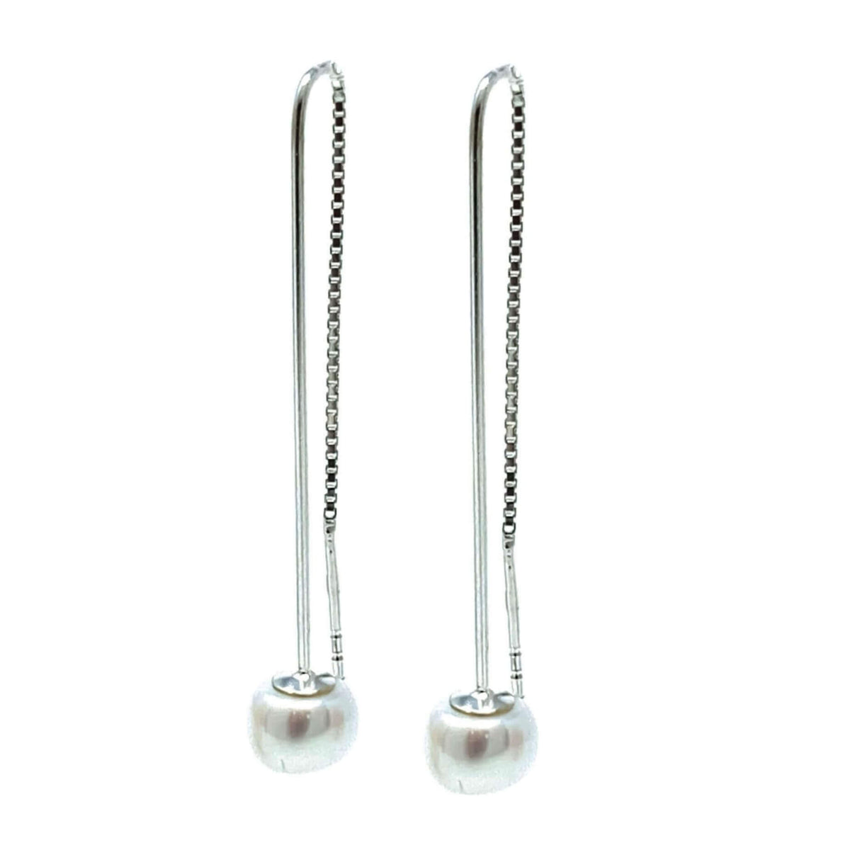 Freshwater Pearl Sterling Silver Threader Earrings - Pearl Earrings