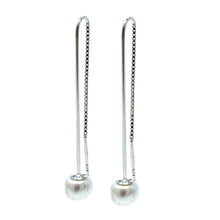 Freshwater Pearl Sterling Silver Threader Earrings - Pearl Earrings
