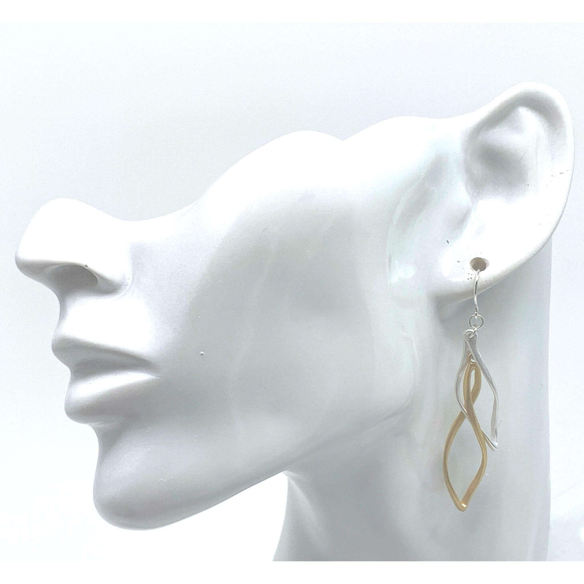 Matte Gold And Silver Twisted Hoop Earrings